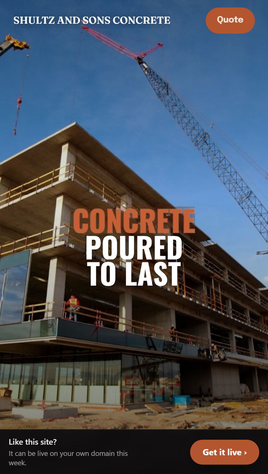 Shultz and Sons Concrete website